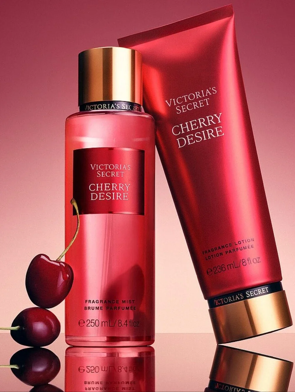 Victoria's Secret Cherry Desire Fragrance Mist & Body Lotion Set NEW